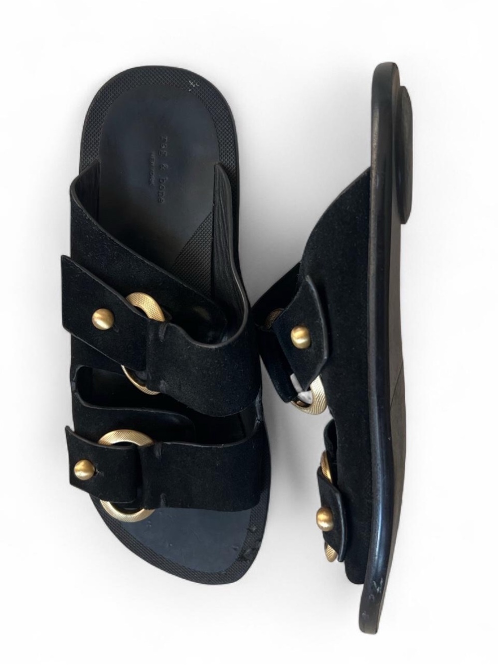 Rag & Bone Black Avost Slip-On Suede Sandals with Gold Accents ✨
Size 39 - Picture 4 of 7